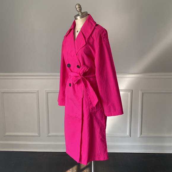Love Tree Trench Coat Lightweight Hot Pink Size Medium - Picture 2 of 6